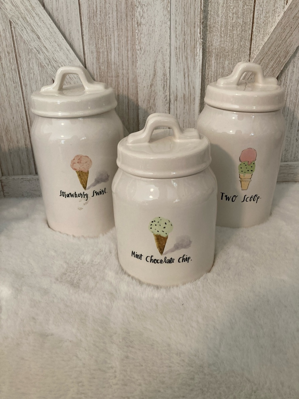 Rae Dunn Ice Cream Themed Ceramic Canister Set